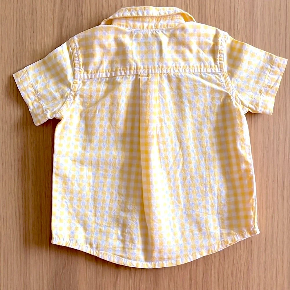 The Children's Place, baby Yellow cotton plaid button down Shirt, 6-9 months